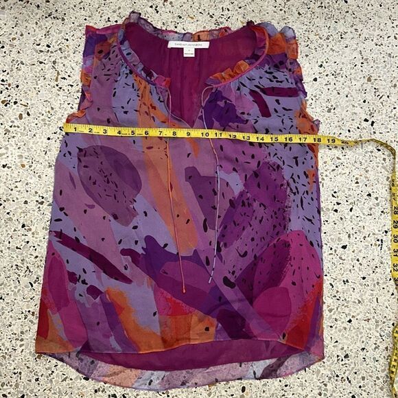 DVF Diane Von Furstenberg silk pink purple sleeveless blouse ruffle 2 - Picture 4 of 8